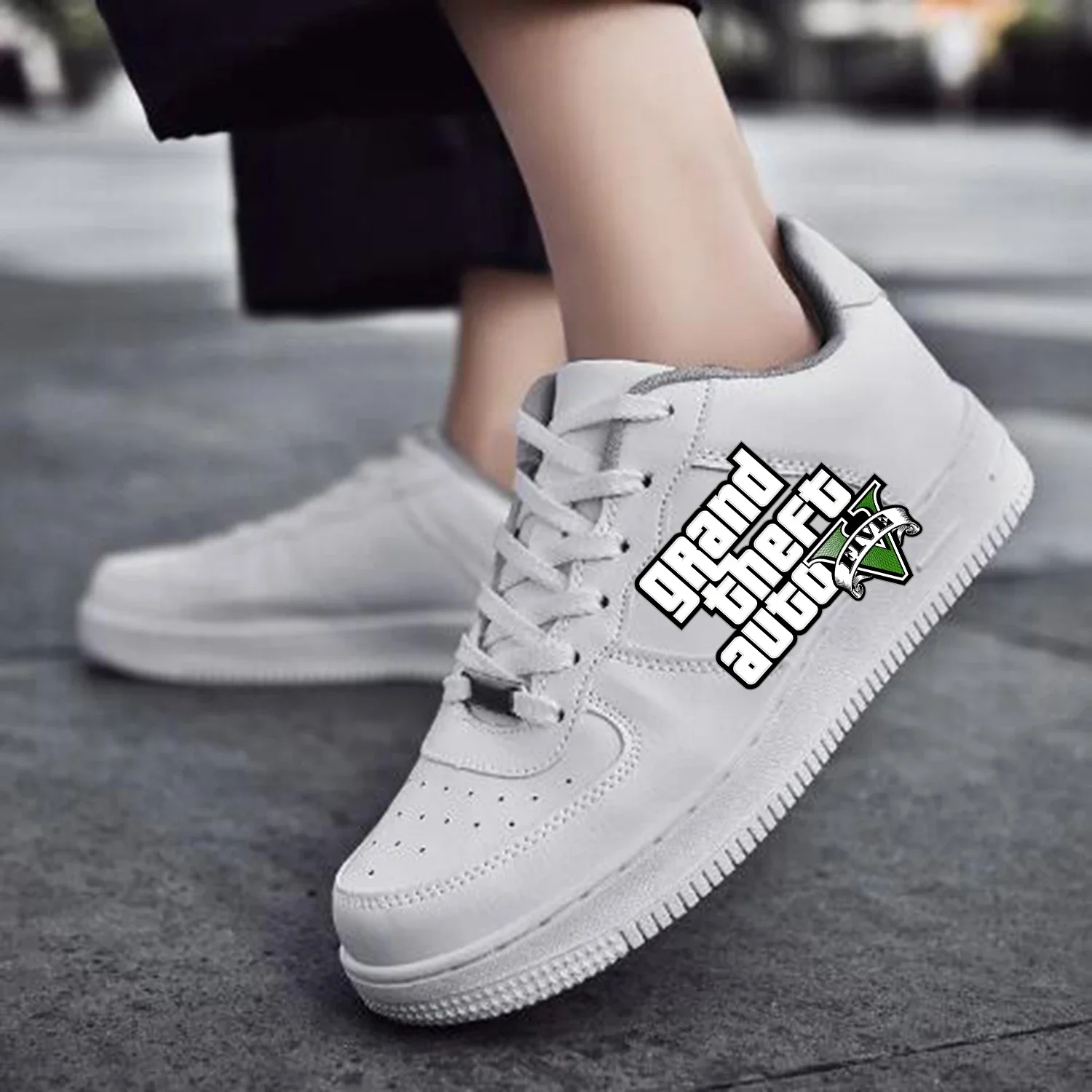 Grand Theft Auto-zapatillas de baloncesto para hombre y mujer, calzado deportivo de alta calidad, con cordones y malla personalizada, Modelo V 5 AF