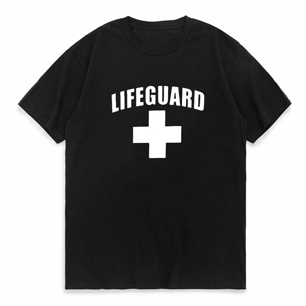 Funny Lifeguard Tshirt Men Graphic Print Cotton T Shirt Lifeguarding Unisex  Short Sleeve Beach Tops Tees Gift