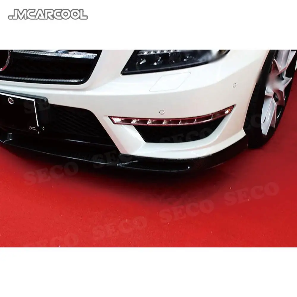 Carbon Fiber Front Lip Spoiler Splitters For Mercedez CLS Class W218 CLS300 CLS350 2012-2015 V Style Head Bumper Chin shovel