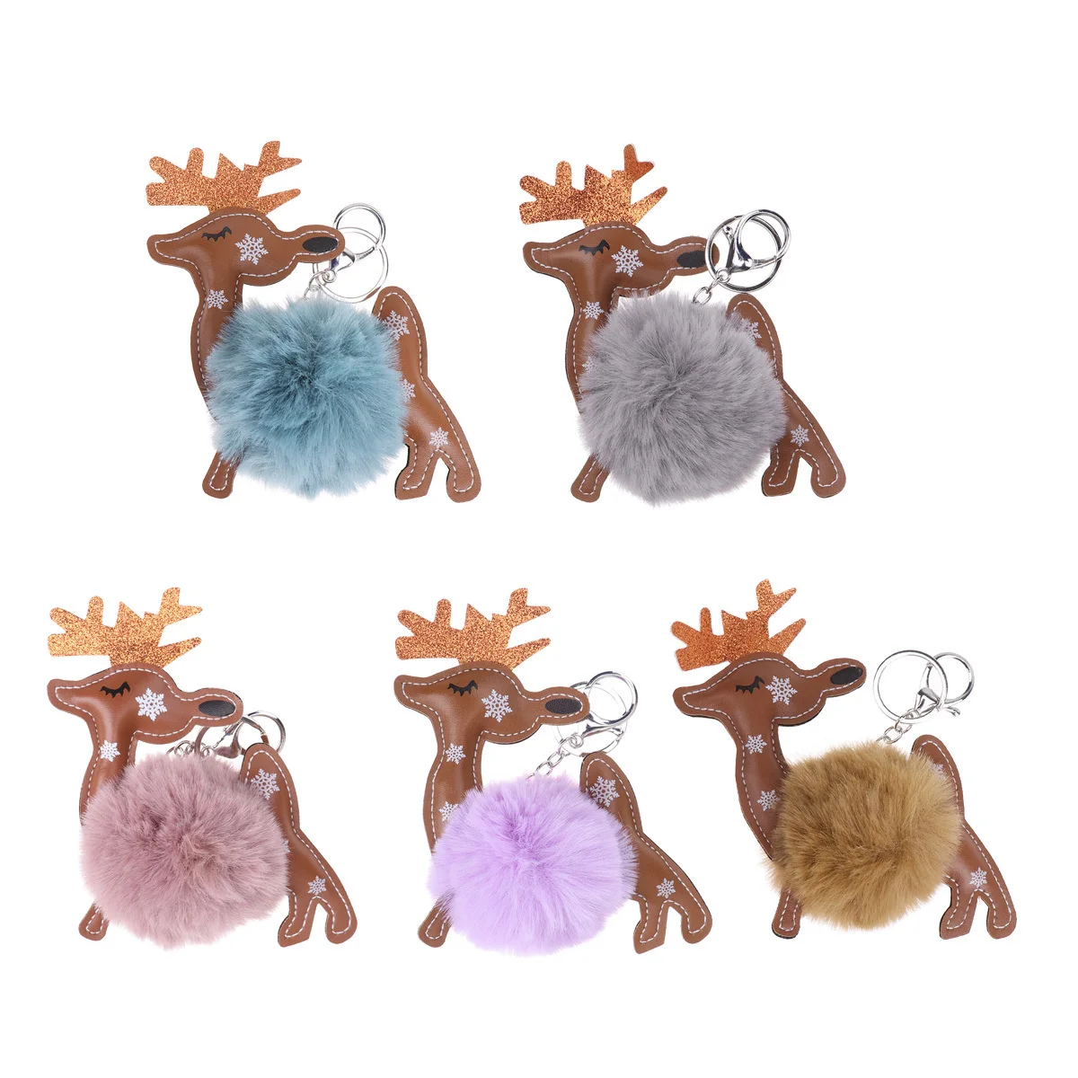 Porte-clés de Noël en forme d'élis gris clair, adorable pendentif à suspendre pour sac à main, décoration pour clés de voiture, téléphone portable, idée cadeau DIY pour Noël