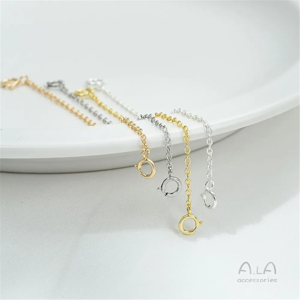 Colar de pulseira com laços fechados em ambas as extremidades, corrente estendida, corrente de segurança, acessório DIY banhado a ouro 14K, material pérola