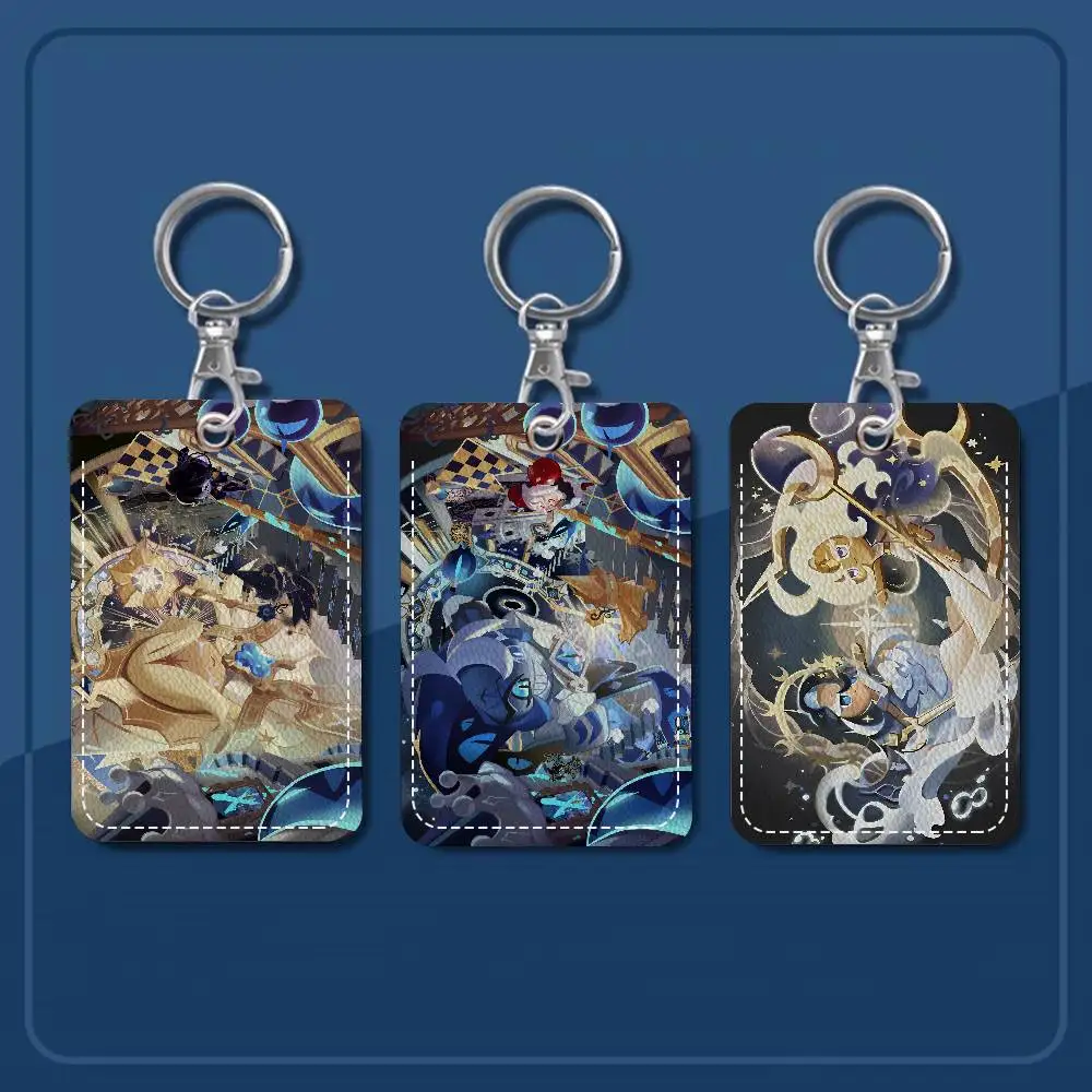 Mobile Game Cookie Run Kingdom Rectangle Keychain Card Holder, Badge Credit Card Holder, Student ID Card Holder, Bus
