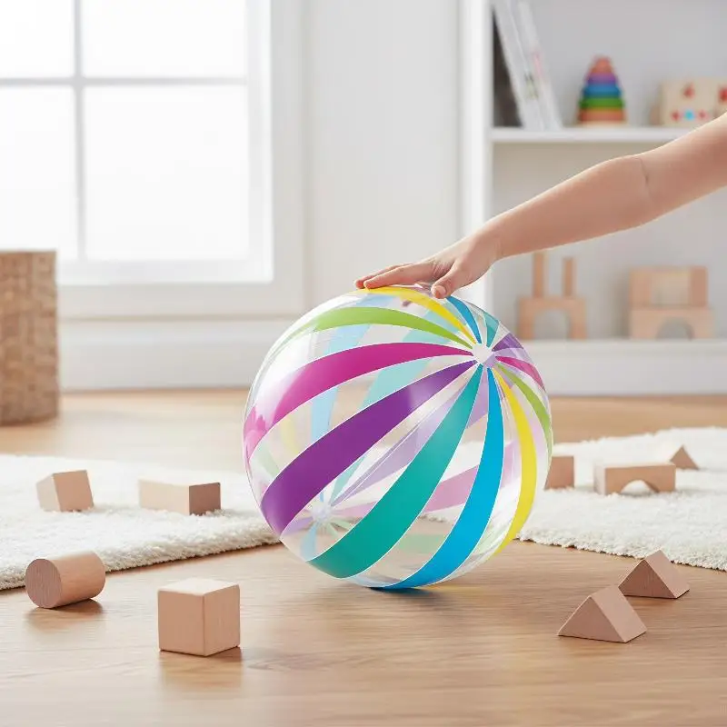Inflatable Pool Float Ball Colorful Dots Stripes Scratch Resistant PVC Toy for Kids Pool Parties Beach Swimming Games