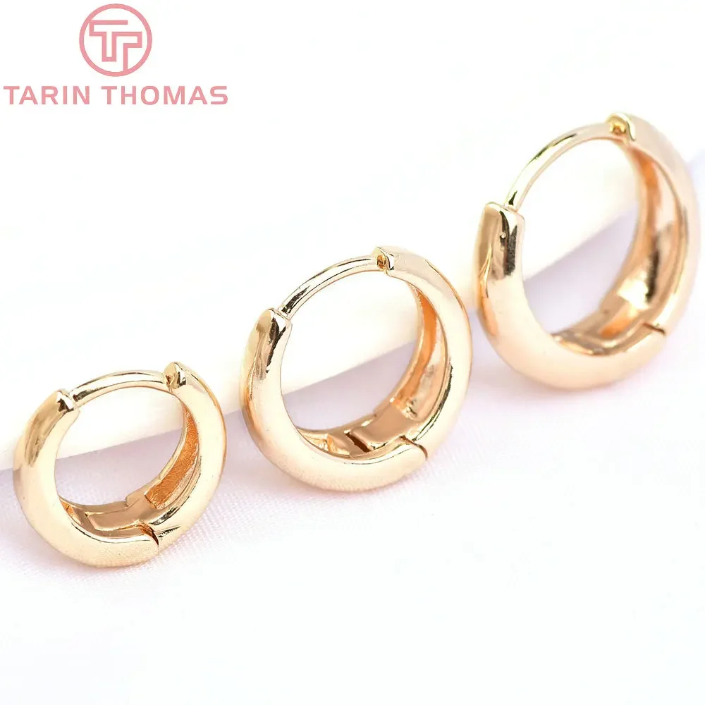 

(6122) 6PCS 12x11MM 24k Gold Color Brass Round Earrings Hoop DIY High Quality Jewelry Making Findings Accessories Wholesale