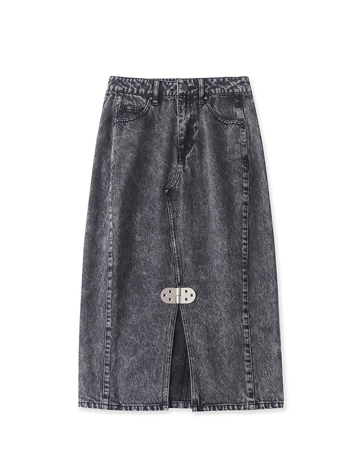 กระโปรงยีนส์ยาวสีเทาเข้มสไตล์วินเทจสำหรับผู้หญิง กระโปรงสไตล์ฮาราจูกุ Y2K เอวสูง กระโปรงคาวบอยผ่าข้าง เสื้อผ้าสไตล์ยุค 2000 สำหรับฤดูร้อน