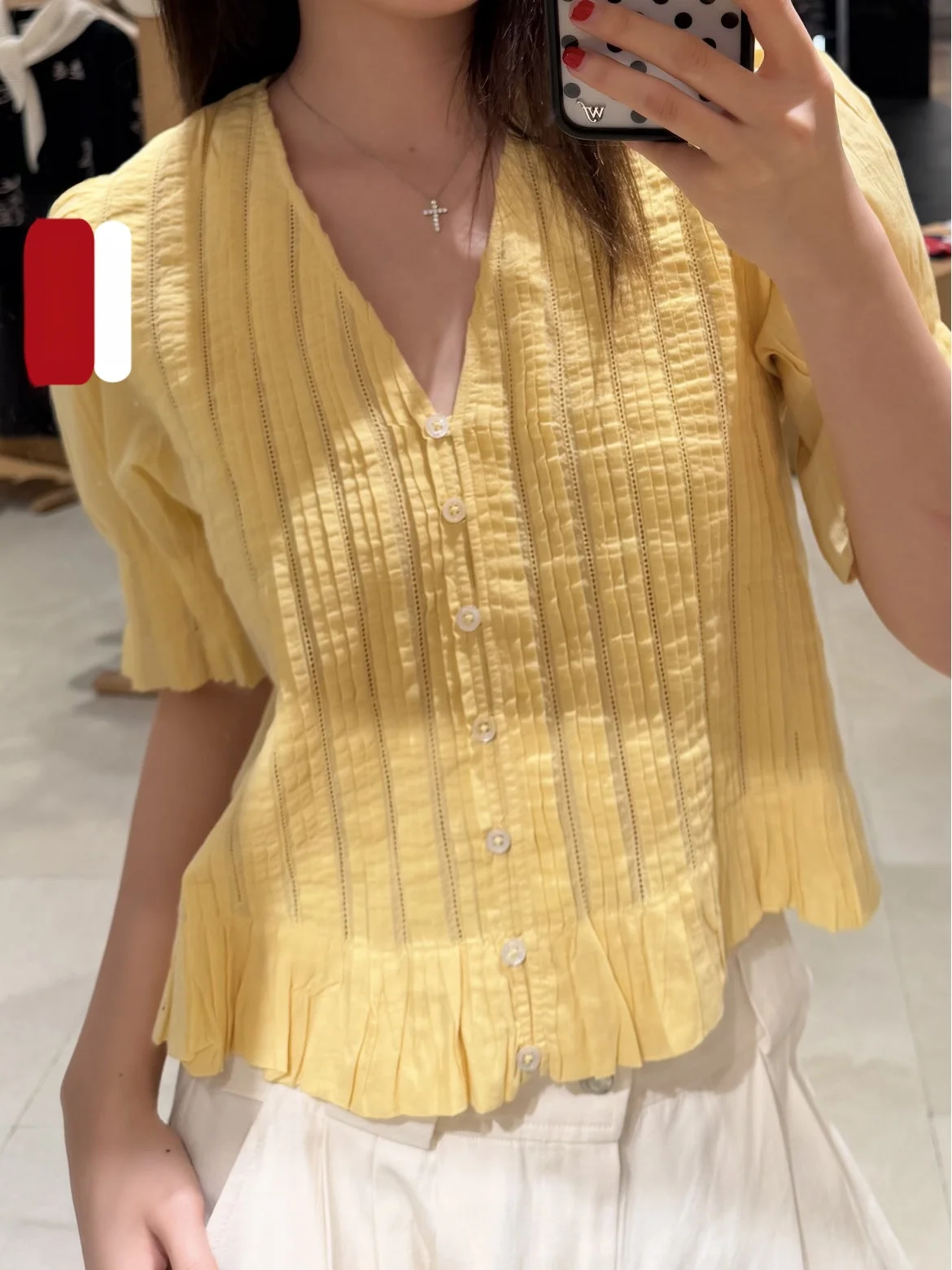 

HEIDD Spring Summer 2026 Heavy Embroidery Hollow out Splicing V-neck Short Sleeve Shirt Women's Casual Style Breathable Cotton