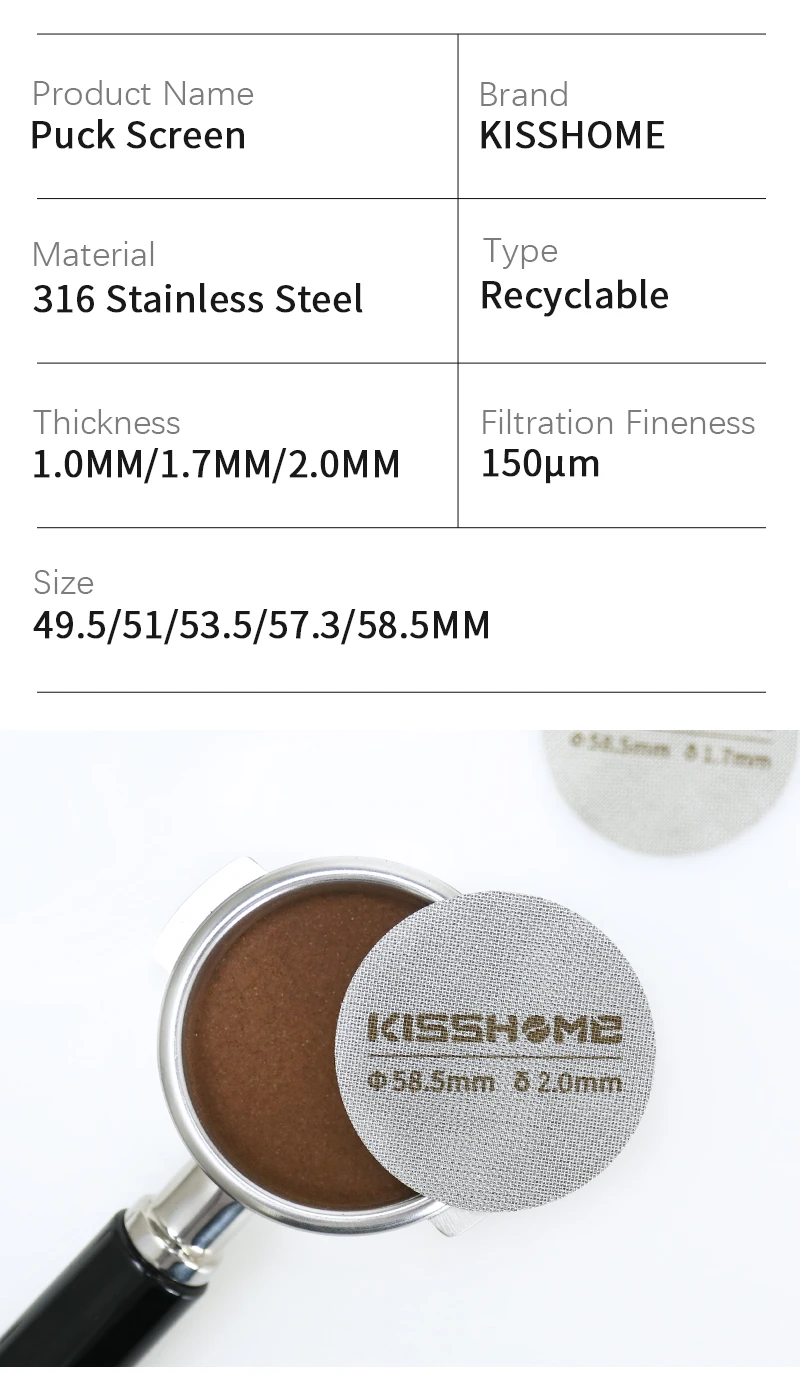 Wiederverwendbare Espresso Puck Sieb Filter Kontakt Dusche Mesh Für 51MM 54MM 58MM Breville Siebträger Barista Maschine Zubehör – Detail 15