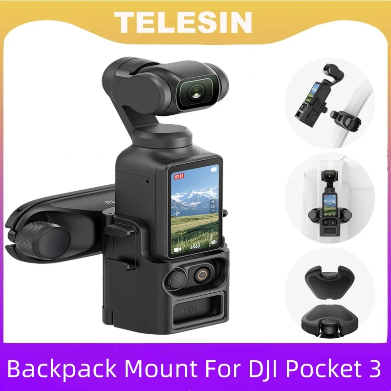 2025 TELESIN الإفراج السريع على ظهره جبل ل DJI جيب 3 ملحقات الكاميرا على ظهره حزام قاعدة تركيب مزودة بمشبك حامل لجيب 3