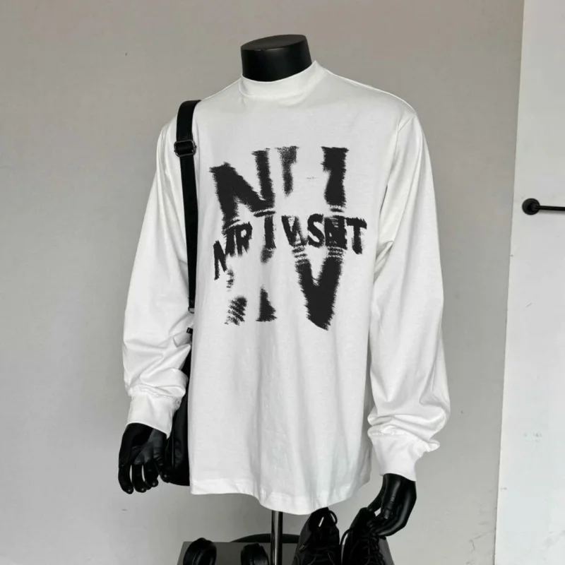 

ZAZOMDE Mens Long Sleeve Cotton T Shirt Letter Print Crew Neck Casual Loose Fit Breathable Daily Wear Fall Winter Fashion Top