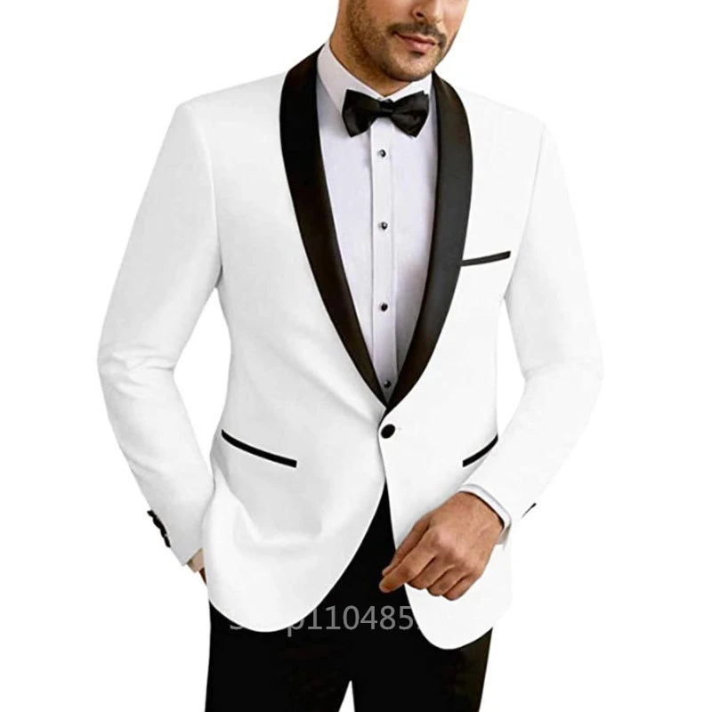 

2 Piece Wedding Men Suits Elegant Groom Blazer Single Breasted Shawl Lapel Formal Occasion Full Sets Slim Fit Costume Homme