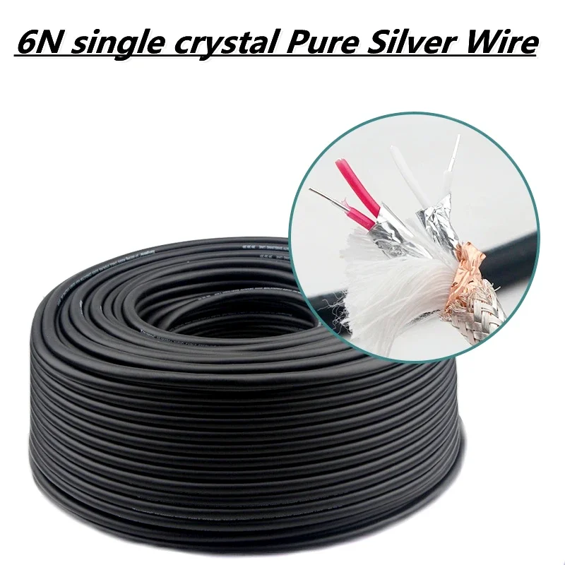 6N Pure Silver Cable RCA Signal Line XLR Balanced Cable 4-rdzeniowy wzmacniacz audio HiFi Speaker Wire Bulk Audio Extension Cord