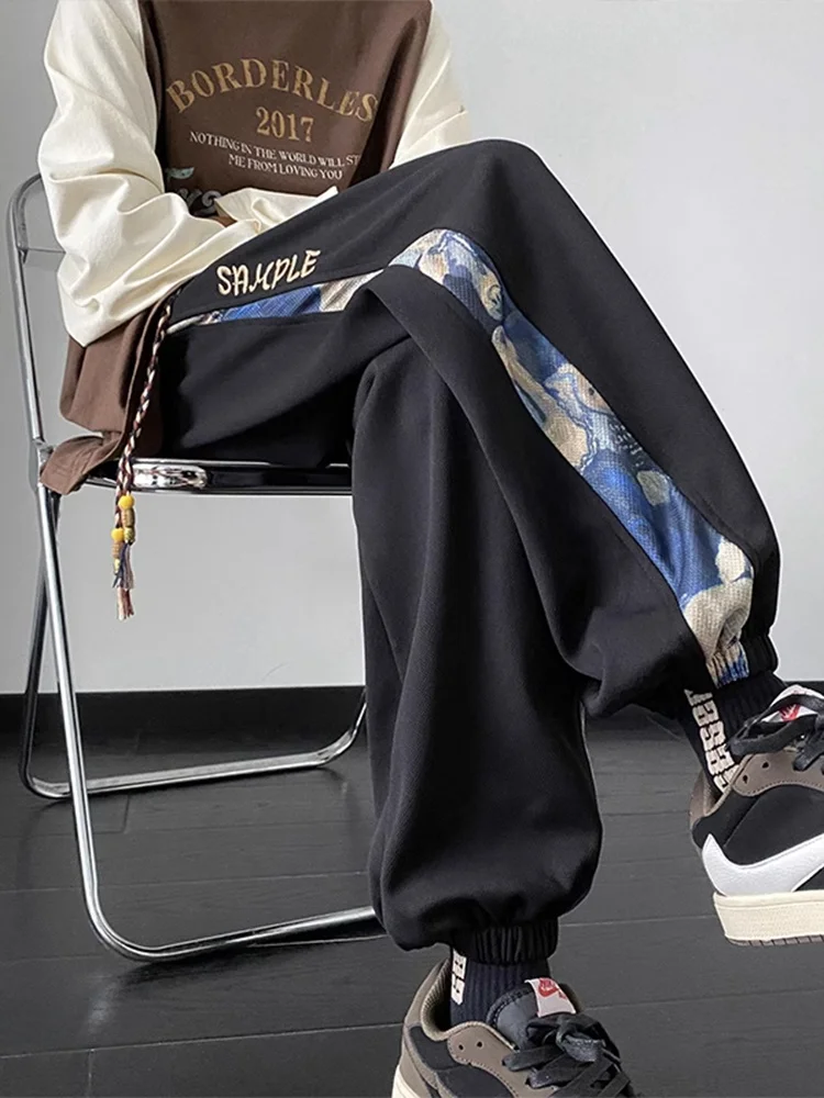 

American Sle Knitted Sports Pants Men's Spring Autumn Sle Casual Loose Fit Anti-Wrinkle Low Waist Faionable Trousers