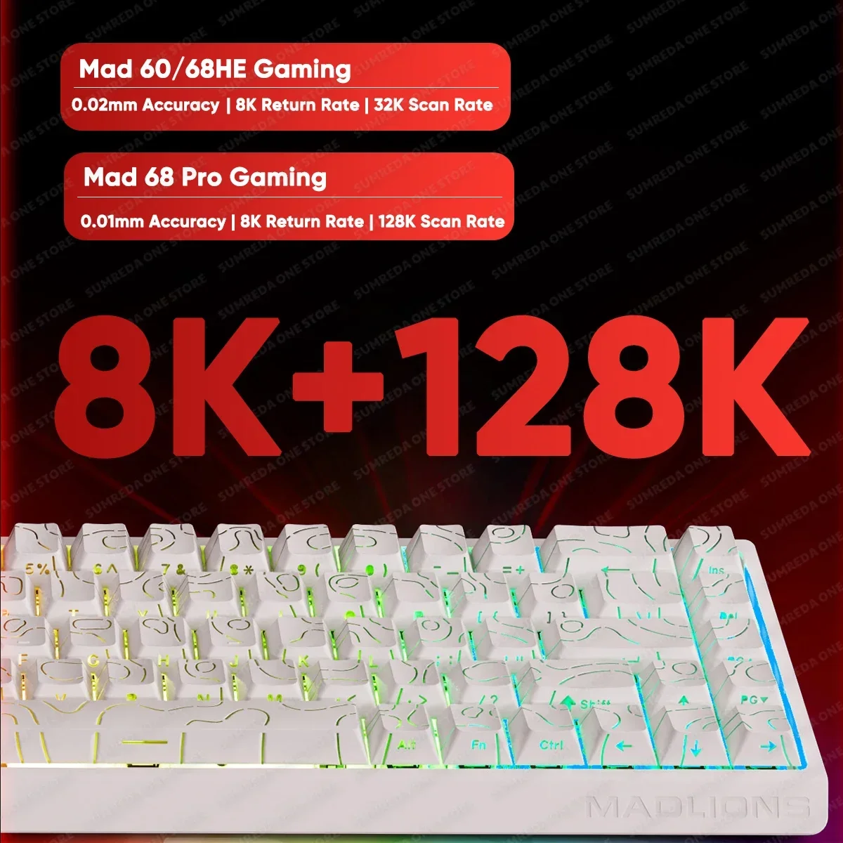 Madlions Mad68 Pro Mad 60he Mad60 Pro Teclado mecánico magnético de aluminio RT 0,01mm 8K tasa de orinar 128K teclado de velocidad de escaneo