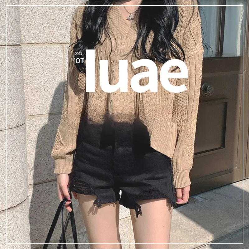 

Новый вязаный свитер IUAE: осенне-зимний, для повседневной носки, приталенный, с длинным рукавом, круглым вырезом, укороченный.