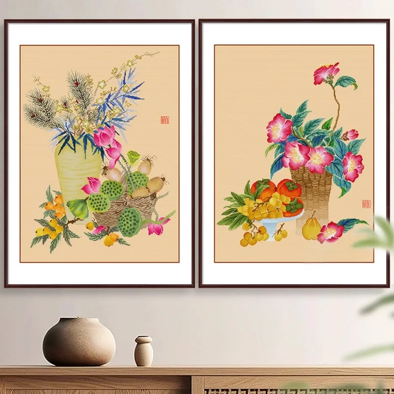 

Still Life Printed Kits Cross Stitch 11CT 9CT Embroidery DIY Cotton Needlework Sets Crafts With Needles