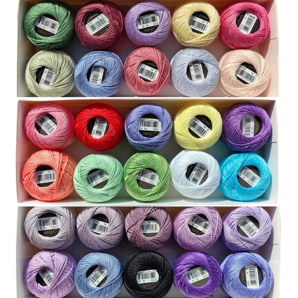 100% хлопковая нить для вышивания, 5 грамм, размер 8, мерсеризованная египетская жемчужина, хлопковая нить для вязания крючком, рукоделие, 40 метров, шарик