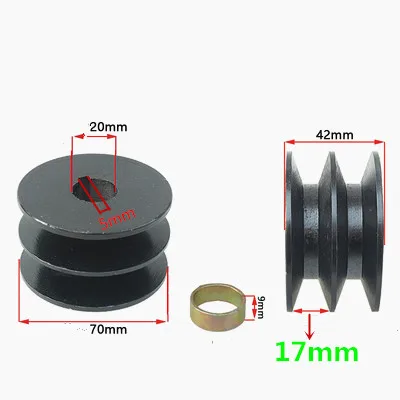 Belt Pulley Wheel with 13mm or 17mm Double Groove 70mm fits for 168F/170F/GX200  engine spare parts 20mm Dia. Shaft