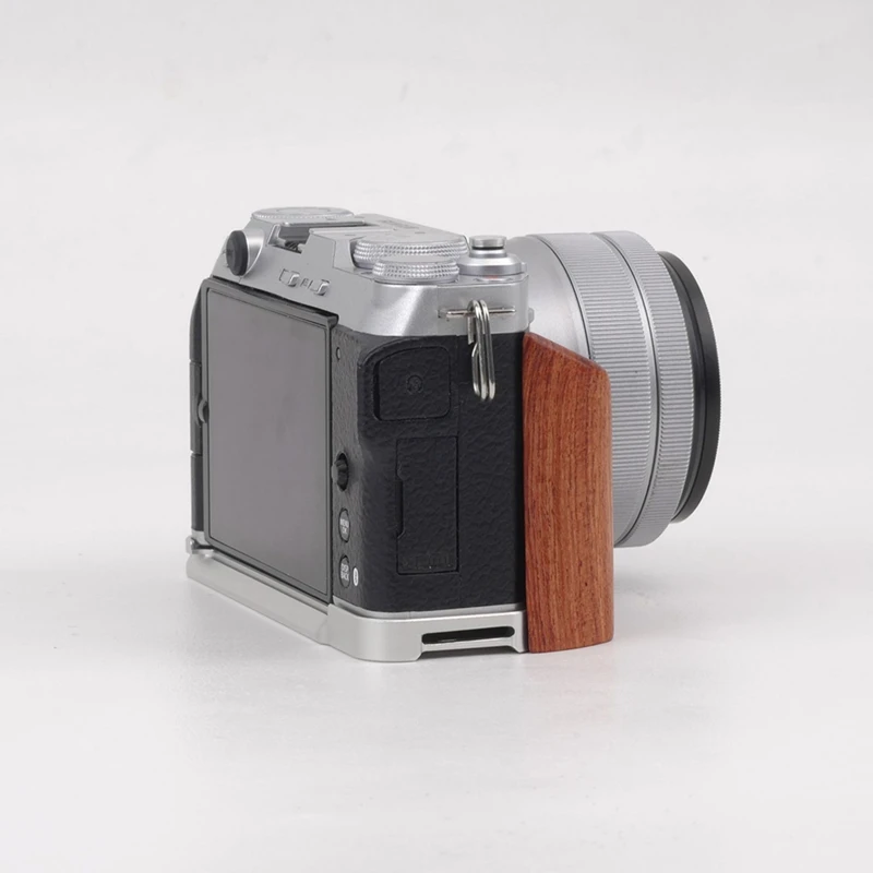 For Fuji XM5 L-Type Camera Wooden Handle Arca Swiss Quick Release L Plate Compatible Tripod Mount