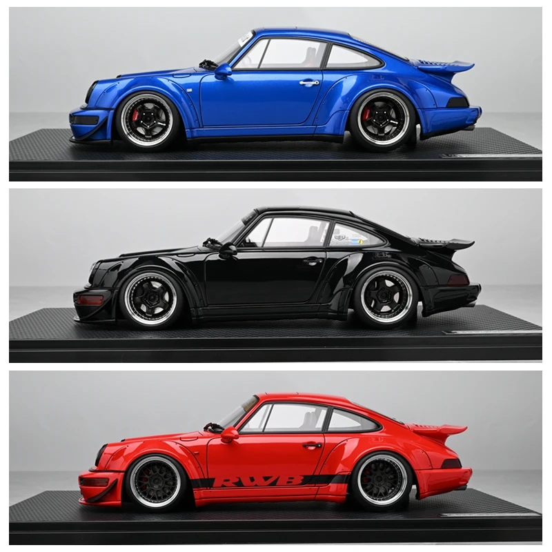 IG 1:18 RWB 964 Red/Black/Blue JDM Simulation Limited Edition Resin Metal Static Car Model Toy Gift