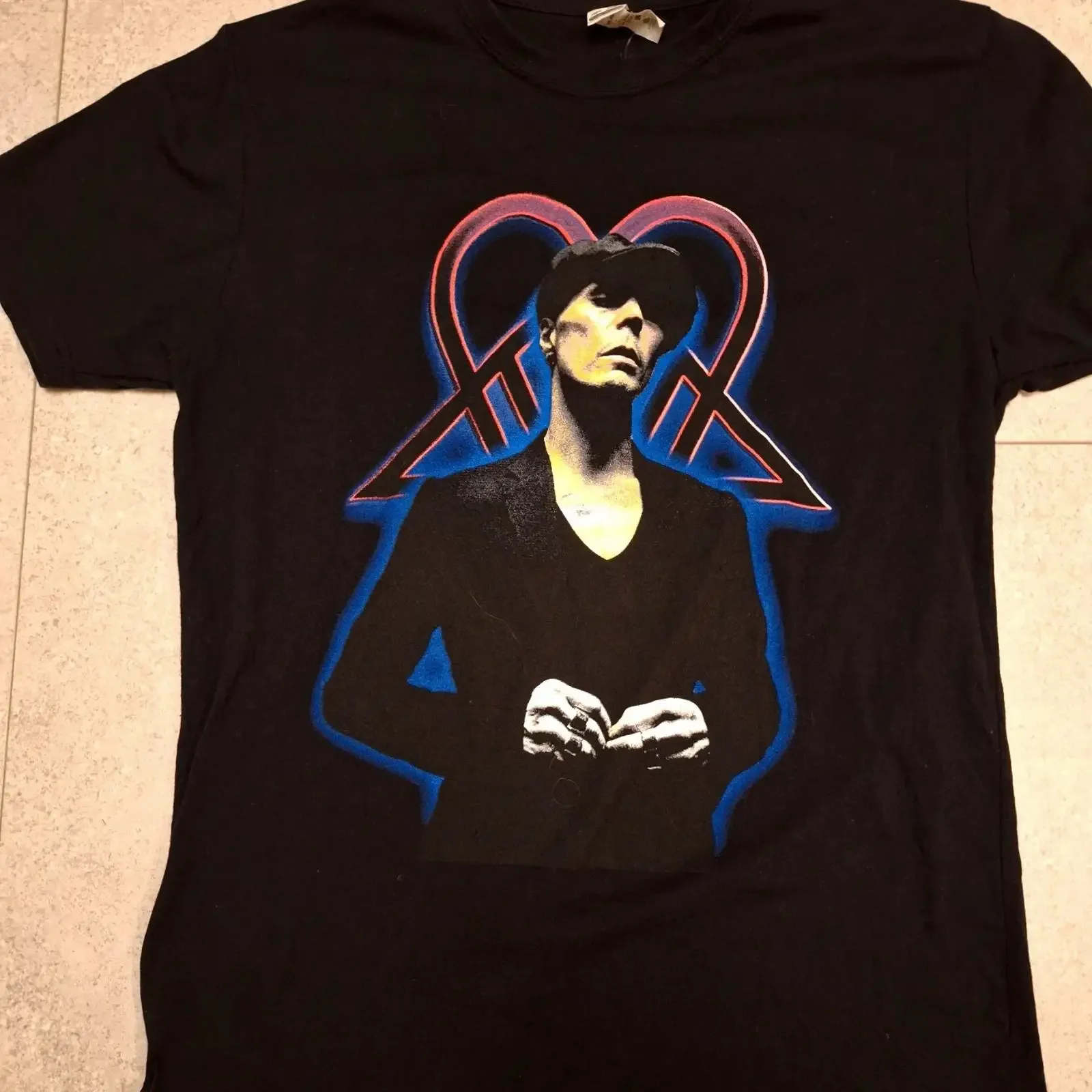 Camiseta, vinil e CD do VV Ville Valo London Royal Albert Hall, com foto LG HIM, estilo Goth vintage, lavado, confortável, casual, streetwear.