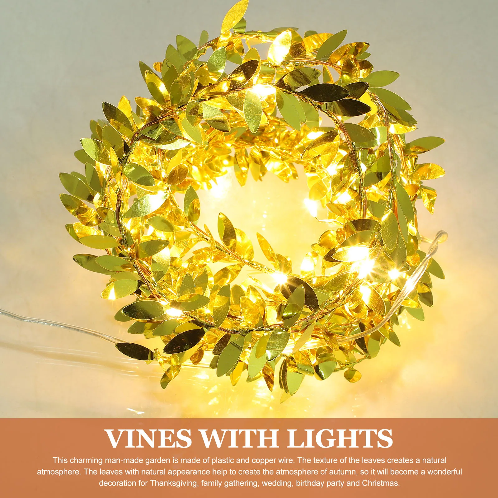 2 متر 20 LED الذهبي بهرج مصباح ورقة سلسلة أضواء لغرفة النوم الكرمة ديكور داخلي حفلة جارلاند جدار نافذة الباب معلقة