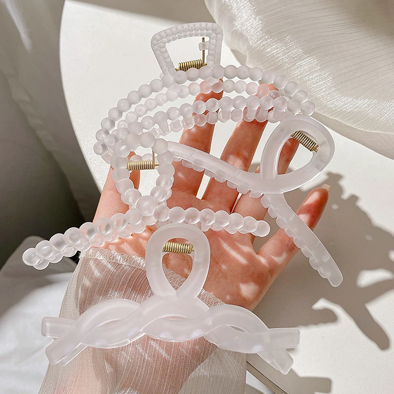 Transparent Hair Claw For Women Sweet Fairy Frosted Large Crab Shark Clips Summer Korean Style Fashion Girls Hair Accessories