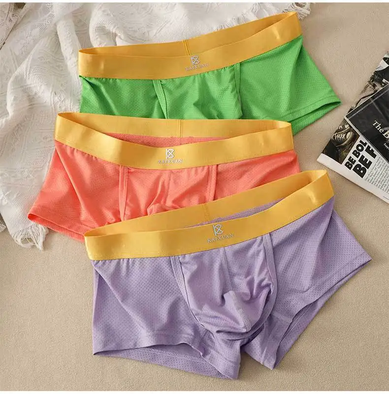 

Мужское нижнее белье Boxy из ледяного шелка, сексуальные шорты-боксеры со средней посадкой и U-образным выпуклым мешочком с боковым отверстием, ультратонкие эластичные быстросохнущие трусы