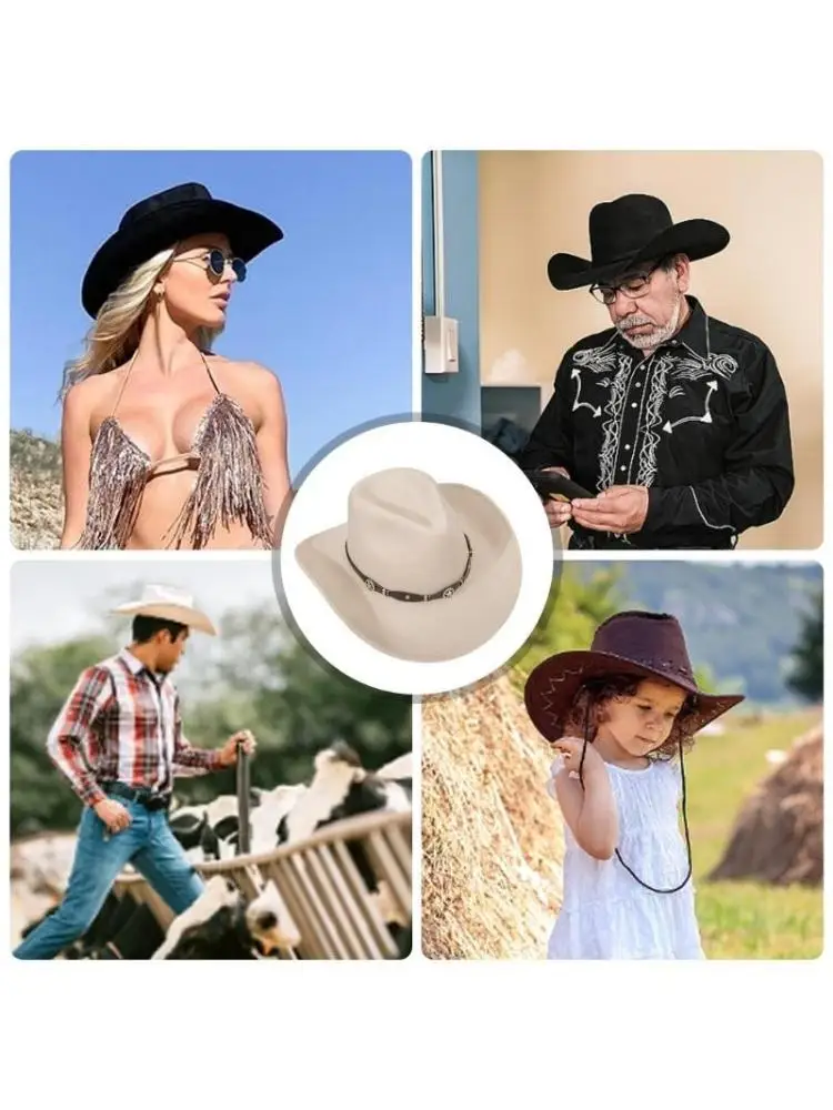 Sombrero fieltro lana 652F, sombrero occidental sombrero informal, sombrero borde ancho