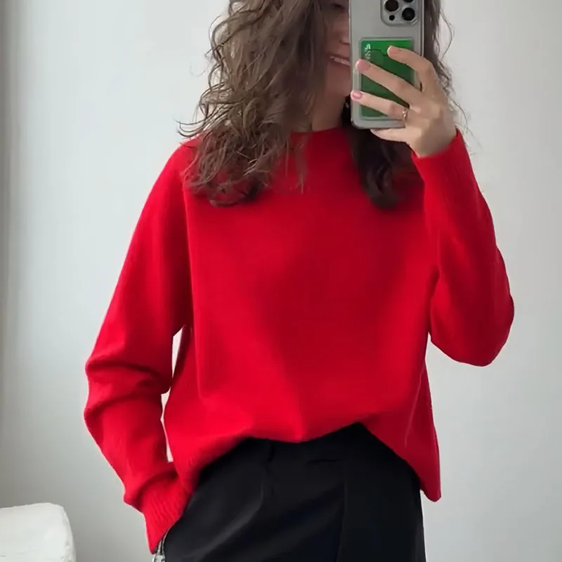 Autumn Winter Women's Top Korean Women's High-Neck Pullover Women's Sweater 2025 New Style Loose Laid-Back Knitted Sweater