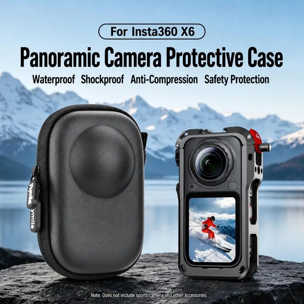 Tragetasche für Insta360 X6, Schutzhülle, PU-Hartschale, tragbare Mini-Tasche, Kamera-Zubehör, schwarz.
