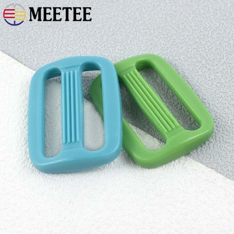 50Pcs Meetee 15-25mm Plastic Tri-Glide Slider Buckle Colored Bag Adjustable Clasp Belt Shoes Webbing Clothes Strap DIY Accessory