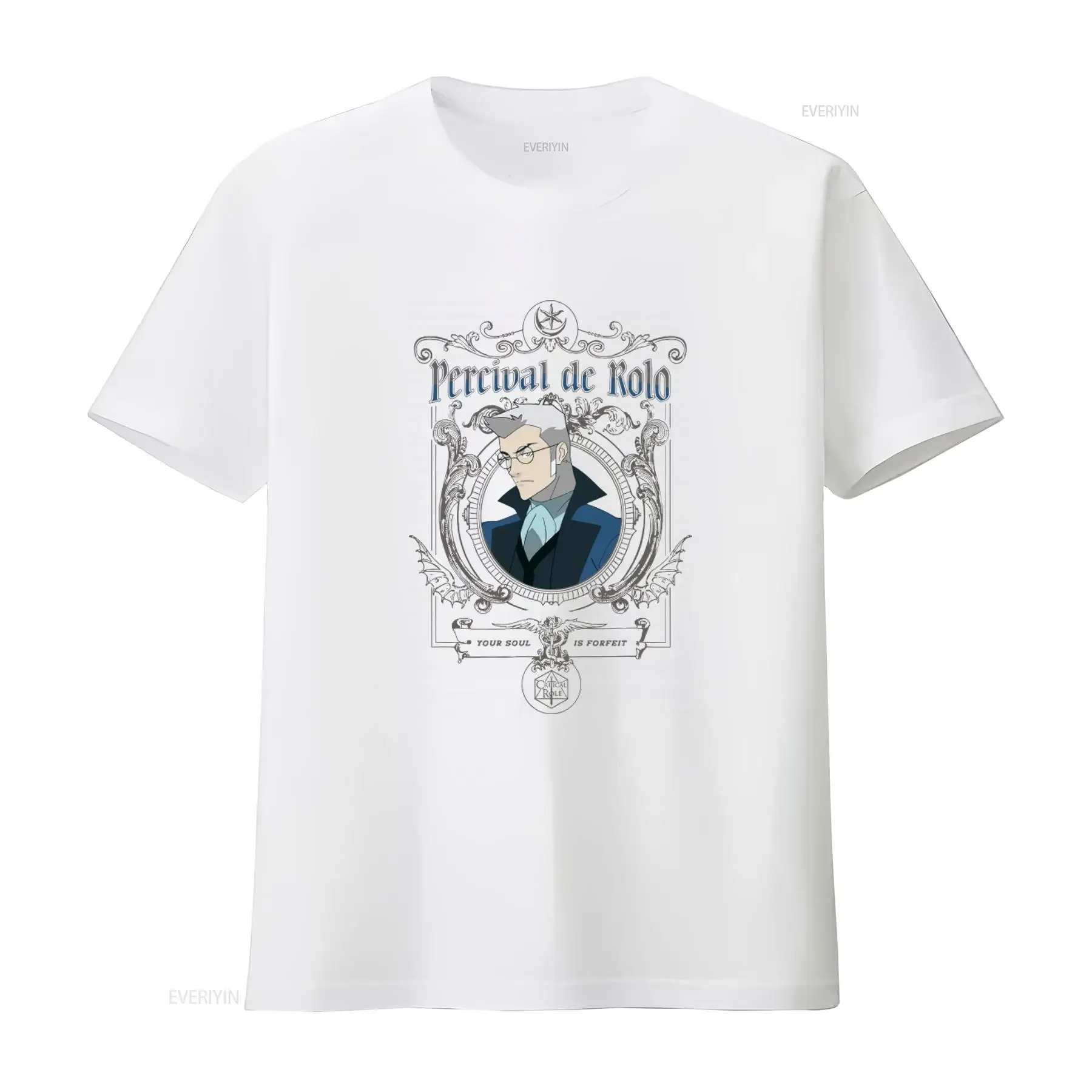The Legend of Vox Machina Percival de Rolo Goth Frame Design T Shirt Casual Fashion  vintage Washed Top For Everyday Wear