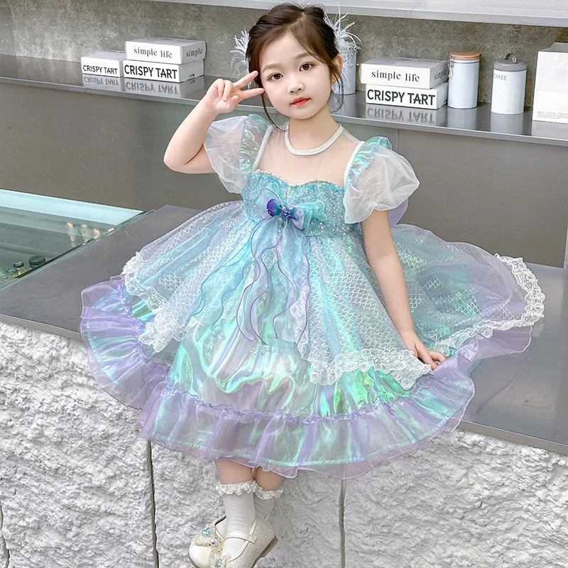 

2026 Spring New Hot Selling Mermaid Style Back Large Bow Splicing Mesh Performance Dress
