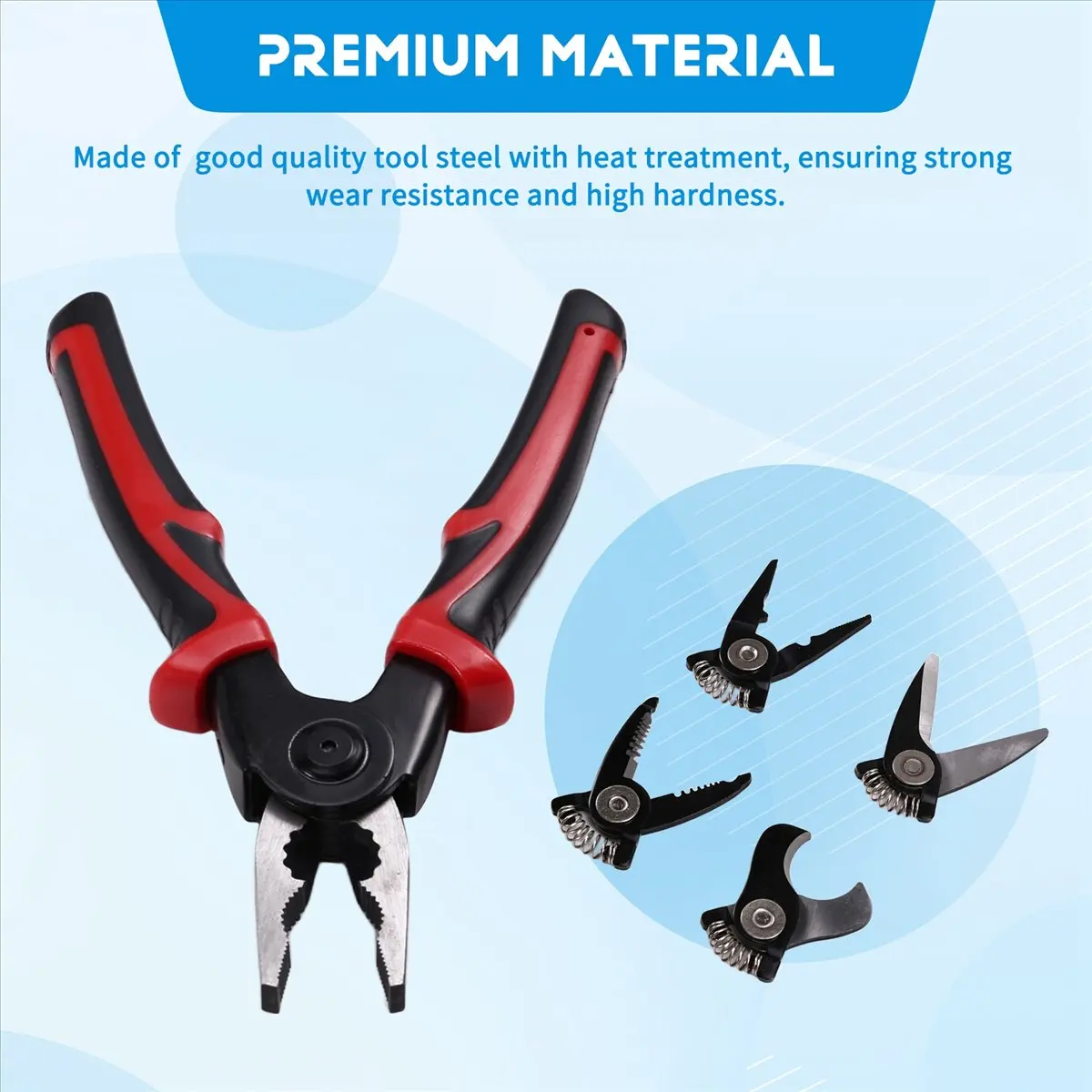 A88K 5-in-1 Multifunctional Pliers Set,Wire Stripper/Cutter/Crimper,Interchangeable Pliers Head Wire Cutting Tool SUMMER