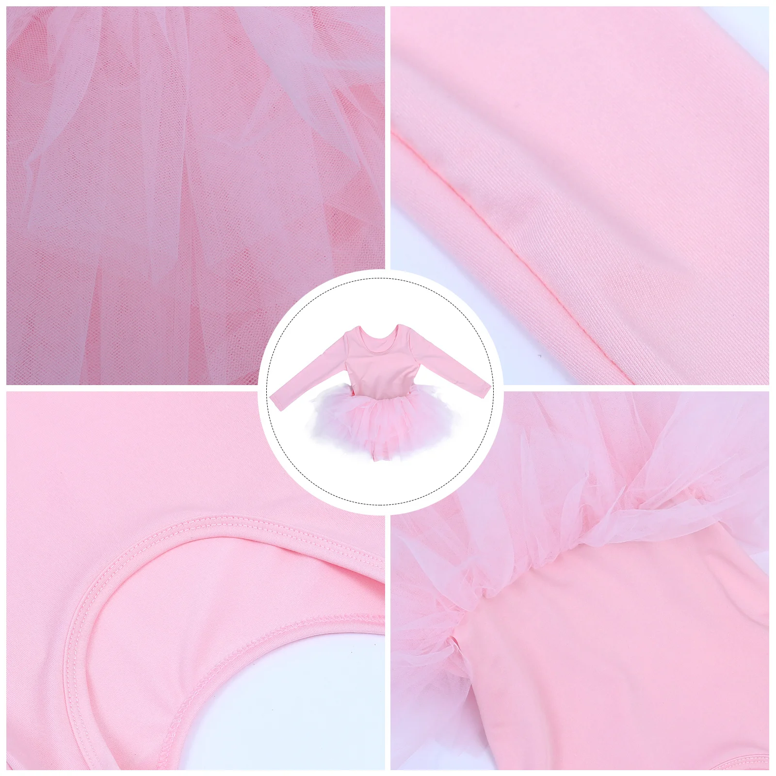 

1 pc Long Sleeve Ballet Leotard For Girls Elegant Stretchy Dance Wear Tutu Dress For Comfortable Gym