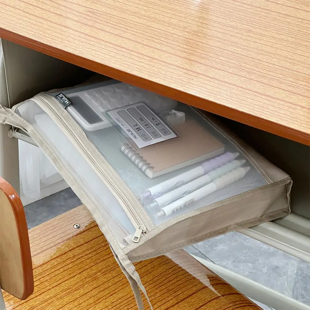 Support de stockage de fichiers à double couche, fermeture à glissière en maille, poudre, dossier A4, école, bureau, organisation de voyage