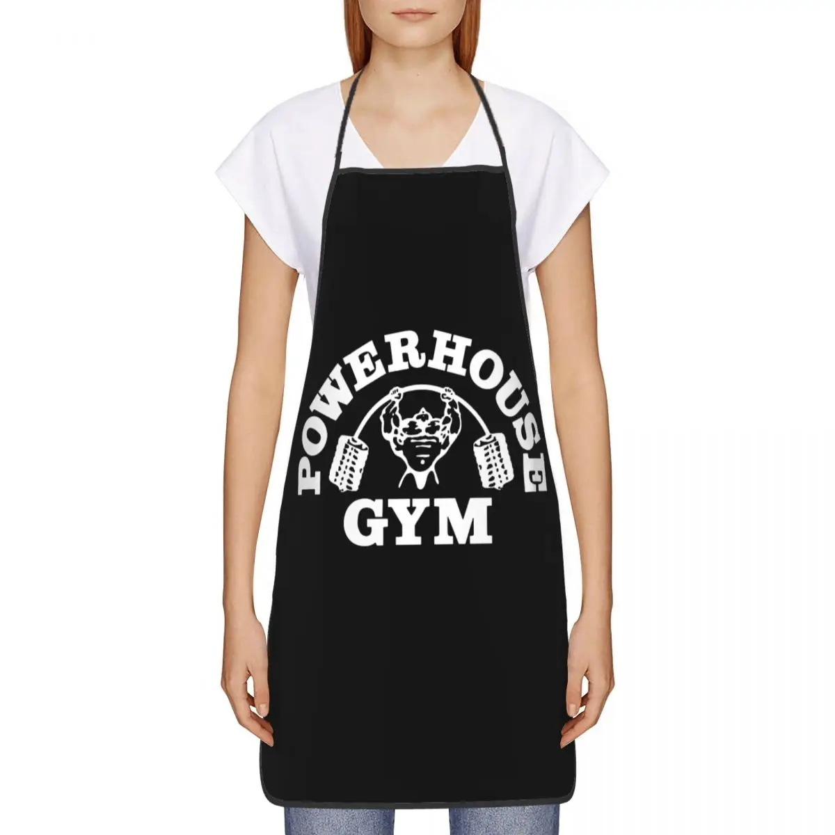 Custom Bib Powerhouse Gym Aprons Men Women Unisex Adult Chef Kitchen Cooking Bodybuilding Fitness Muscle Tablier Cuisine Baking