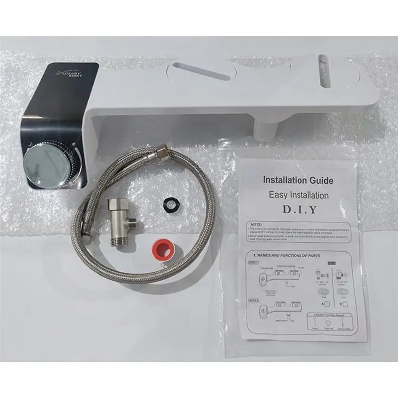 A64K Bidet Attachment Ultra-Slim Toilet Double Nozzle Spiral Adjustable Water Pressure Non-Electric Ass Sprayer with Hose,A