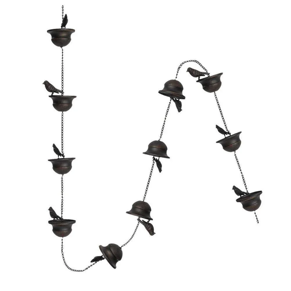 New Balcony Outdoor Rain Chain Home Decor 2.4M Home Decoration Outdoor Rain Chain Iron Bird Outdoor Rain Chain