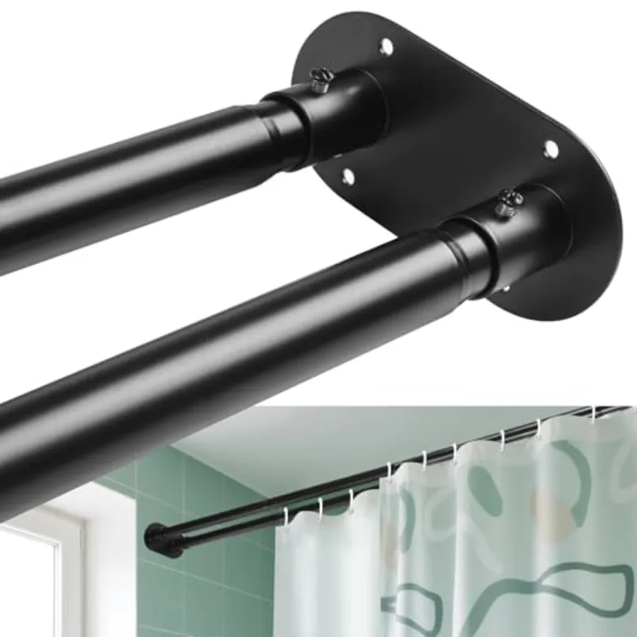 

Двойной карниз для душевой занавески 28-5 дюймов, элегантный регулируемый настенный двойной карниз для душевой занавески для ванной комнаты