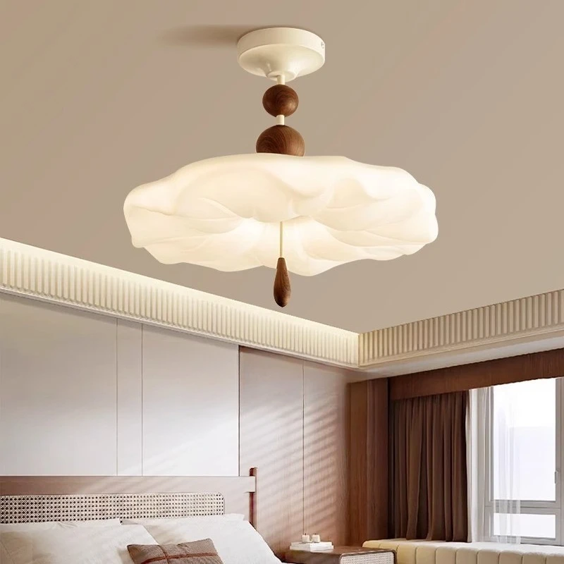 

Французский винтажный потолочный светильник в кремовом стиле с декором в виде листьев лотоса, яркий светодиодный светильник для дома, спальни, декоративный потолочный светильник.