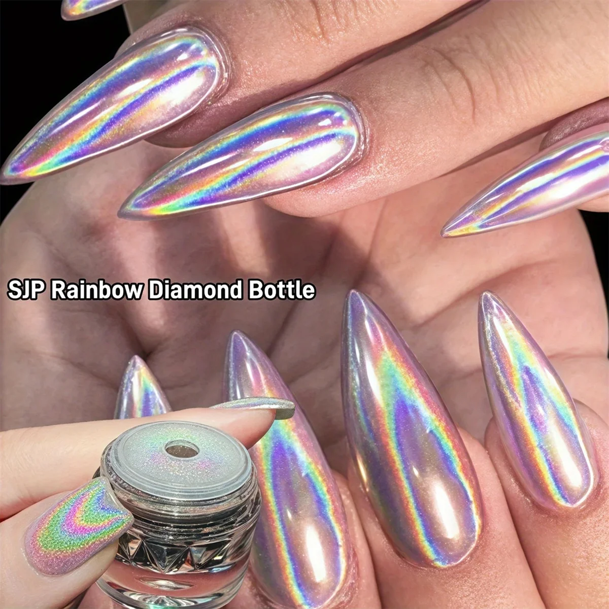 1pc Diamond Bottle Nail Powder Rainbow Laser Powder Magic Mirror Powder Cat Eye Pearl Powder Nail Art Creation DIY