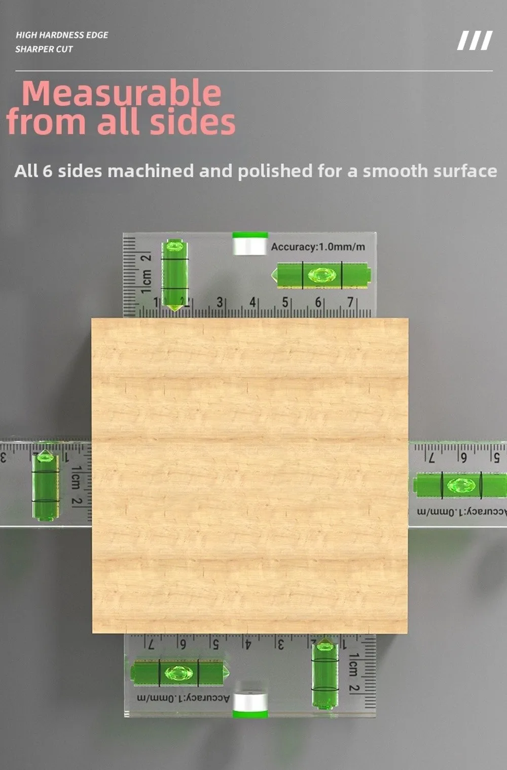 1 Stück Acryl-Mini-Wasserwaage, magnetisch, horizontal und vertikal, hochpräzises transparentes Winkelmesswerkzeug – Detail 5