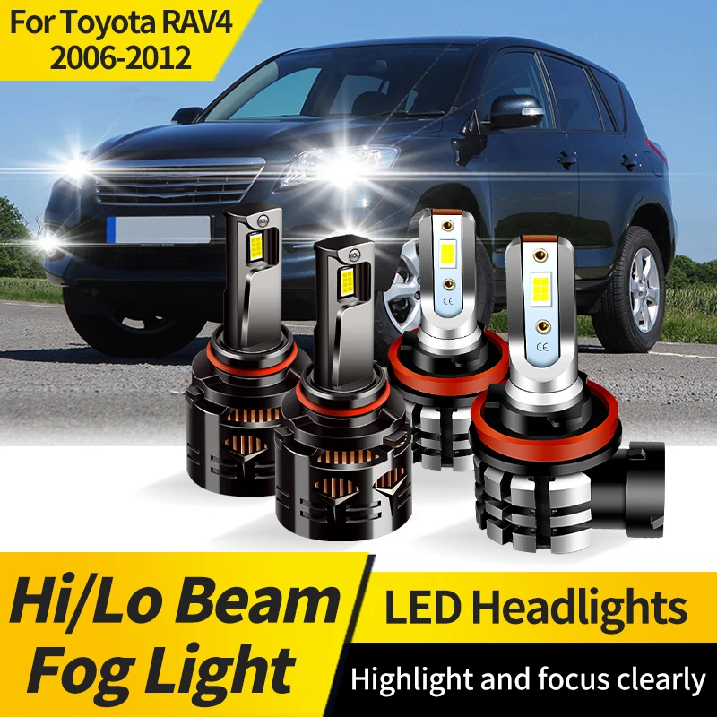 

2PCS Canbus 9005 HB3 LED 12V Headlight H11 Super Bright 6000K White Hi/Lo Beam Lamp 9006 HB4 Fog Light For Toyota RAV4 2006-2012