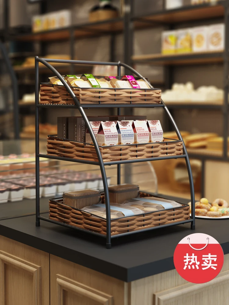 Creative desktop multi-layer food storage rack display rack shelf Internet cafe wrought iron snacks home racks