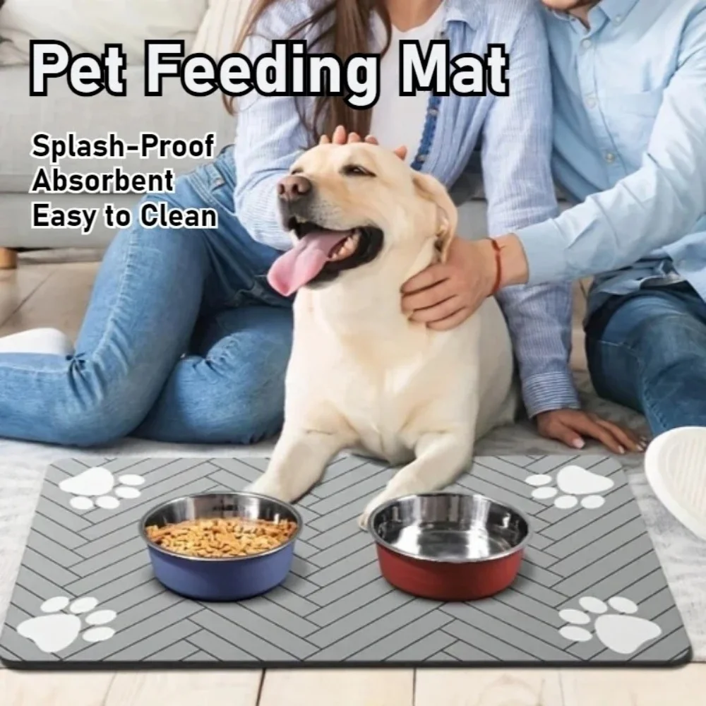 Waterproof Pet Feeding Placemat For Dogs Cats Absorbent Pets Feeding Mat Rubber Backing Quick Dry Pets Food and Water Bowl Pad
