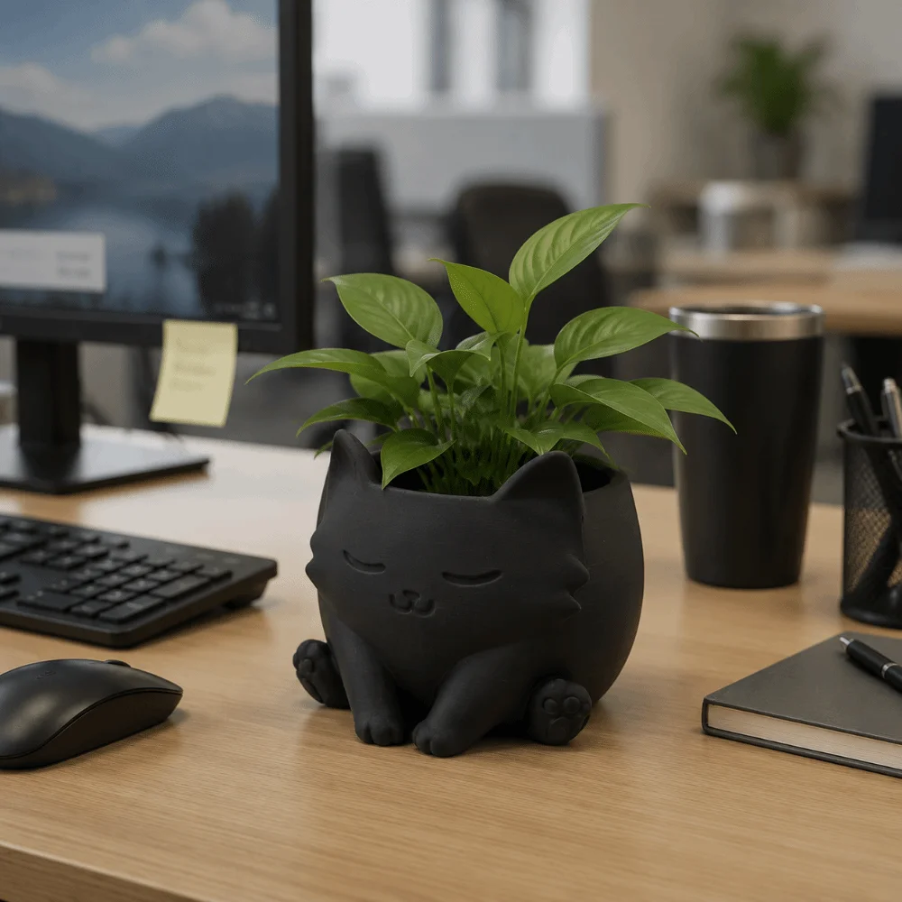 3d Printed Cat Shaped Flower Pot Ornaments Lovely Succulent Flower Pot Desk Storage Home Decor Plant Container Office