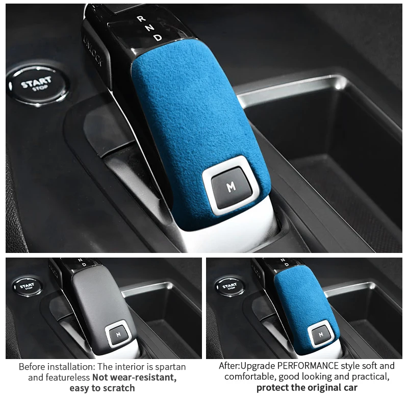 لبيجو 508 2008 4008 5008 مقبض ناقل حركة السيارة واقي أحذية بلاستيك ملصقات الكسوة الضبط الداخلي اكسسوارات مصنوعة من الكانتارا #2