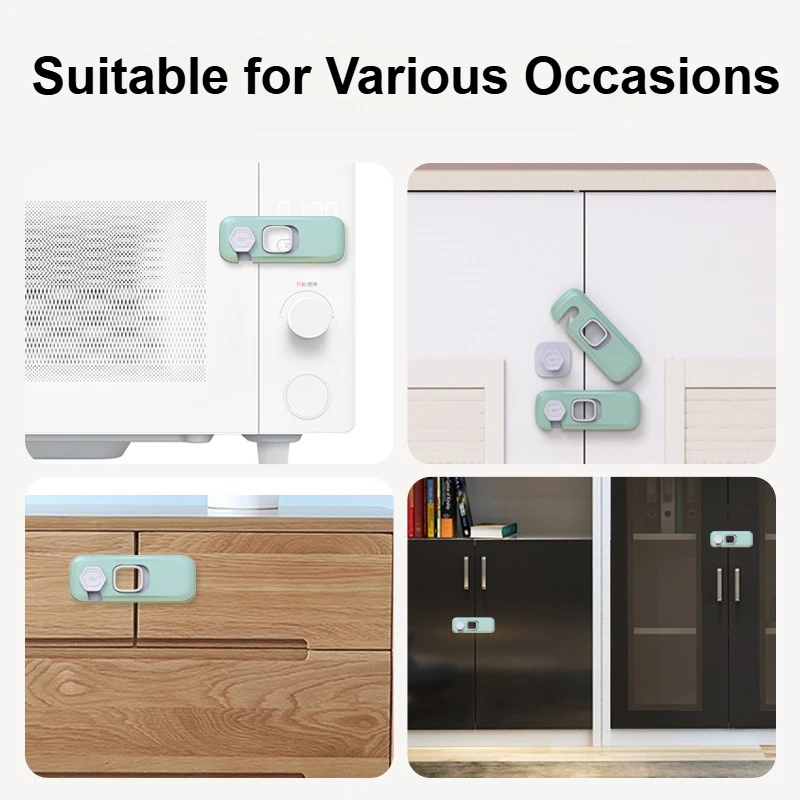 1/3/5Pcs Adhesive Child Safety Cabinet Fridge Locks, No Drill Baby Freezer Door Latches for Kids Proofing - view 4