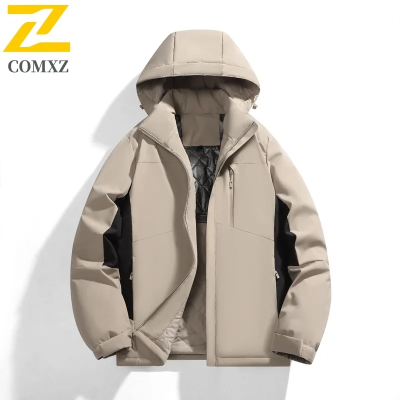 

COMXZ 2025 Winter Graphene Couples Jacket Detachable Hood Waterproof Windproof Hiking Coat Outdoor Sports Casual Simple Fashion